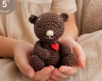 Handmade Crochet Bear Brown Amigurumi Teddy Bear Cotton Stuffed Animal