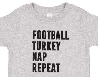Football Turkey Nap Repeat Thanksgiving Toddler Tee