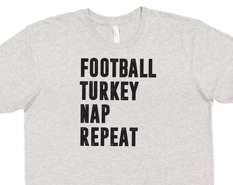 Football Turkey Nap Repeat Thanksgiving Adult Tee