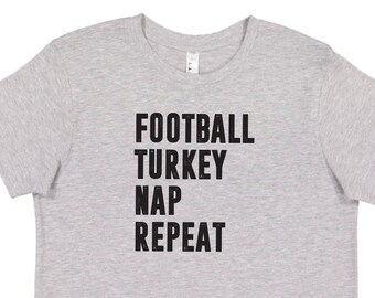 Football Turkey Nap Repeat Thanksgiving Youth Tee