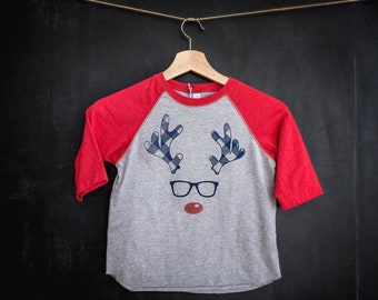 Hipster Rudolph Christmas Youth Tee