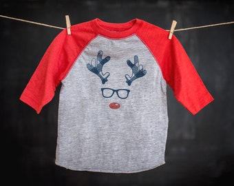 Hipster Rudolph Christmas Toddler Tee