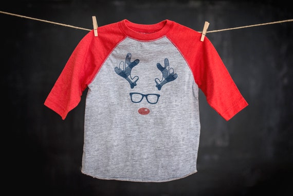 Youth Christmas Rudolph the Red Nosed Reindeer Boys Personalized T Shirt Tee Custom Name Gift party standing