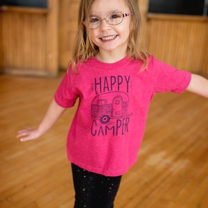 Happy Camper, Pink, Blue, Green, Graphic Tee, Screen Printed Tee, Sibling Shirts, Toddler Graphic Tee, Matching Family Tee, Short Sleeve Tee image 6