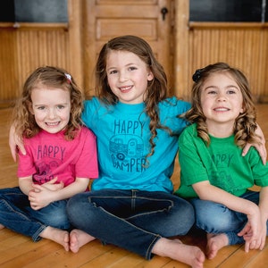 Happy Camper, Pink, Blue, Green, Graphic Tee, Screen Printed Tee, Sibling Shirts, Toddler Graphic Tee, Matching Family Tee, Short Sleeve Tee image 5