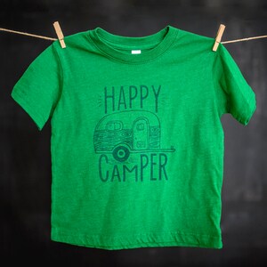 Happy Camper, Pink, Blue, Green, Graphic Tee, Screen Printed Tee, Sibling Shirts, Toddler Graphic Tee, Matching Family Tee, Short Sleeve Tee image 2