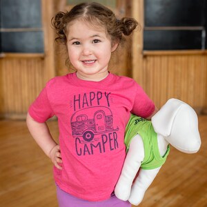 Happy Camper, Pink, Blue, Green, Graphic Tee, Screen Printed Tee, Sibling Shirts, Toddler Graphic Tee, Matching Family Tee, Short Sleeve Tee image 4