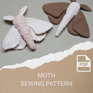 Patrón de costura de peluche de polilla en PDF - Descarga digital - Juguete arrugado y sonajero