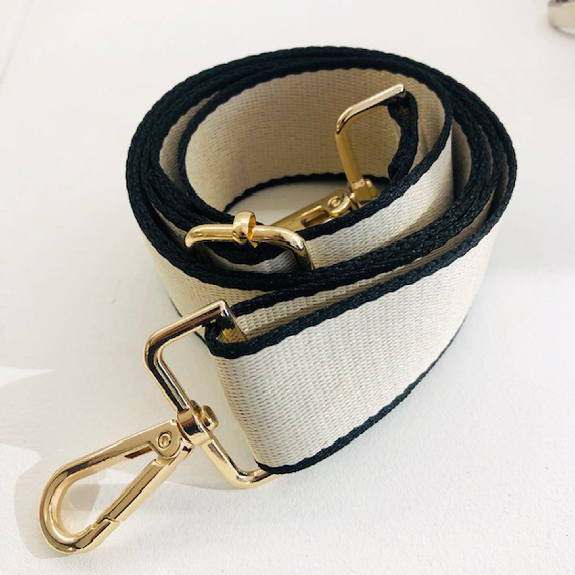 Verstelbare beige en zwarte schouderband voor tas Etsy Nederland