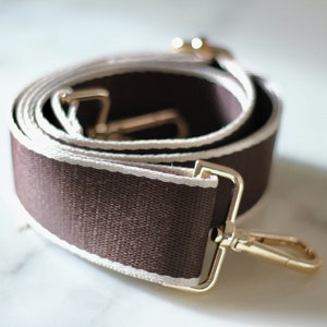 Dark brown and beige adjustable shoulder strap for bag