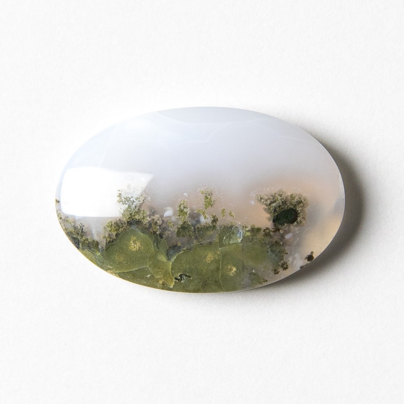 Moss Agate Cabochon Oval Cabochon Stone Cabochon Natural Gemstone Cabochon Moss Agate Stone Oval Agate 26 x 17 x 6 mm