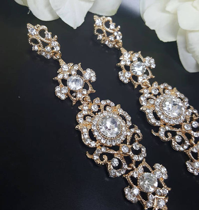 Victorian Chandelier Earrings Long Wedding Earrings Vintage Etsy