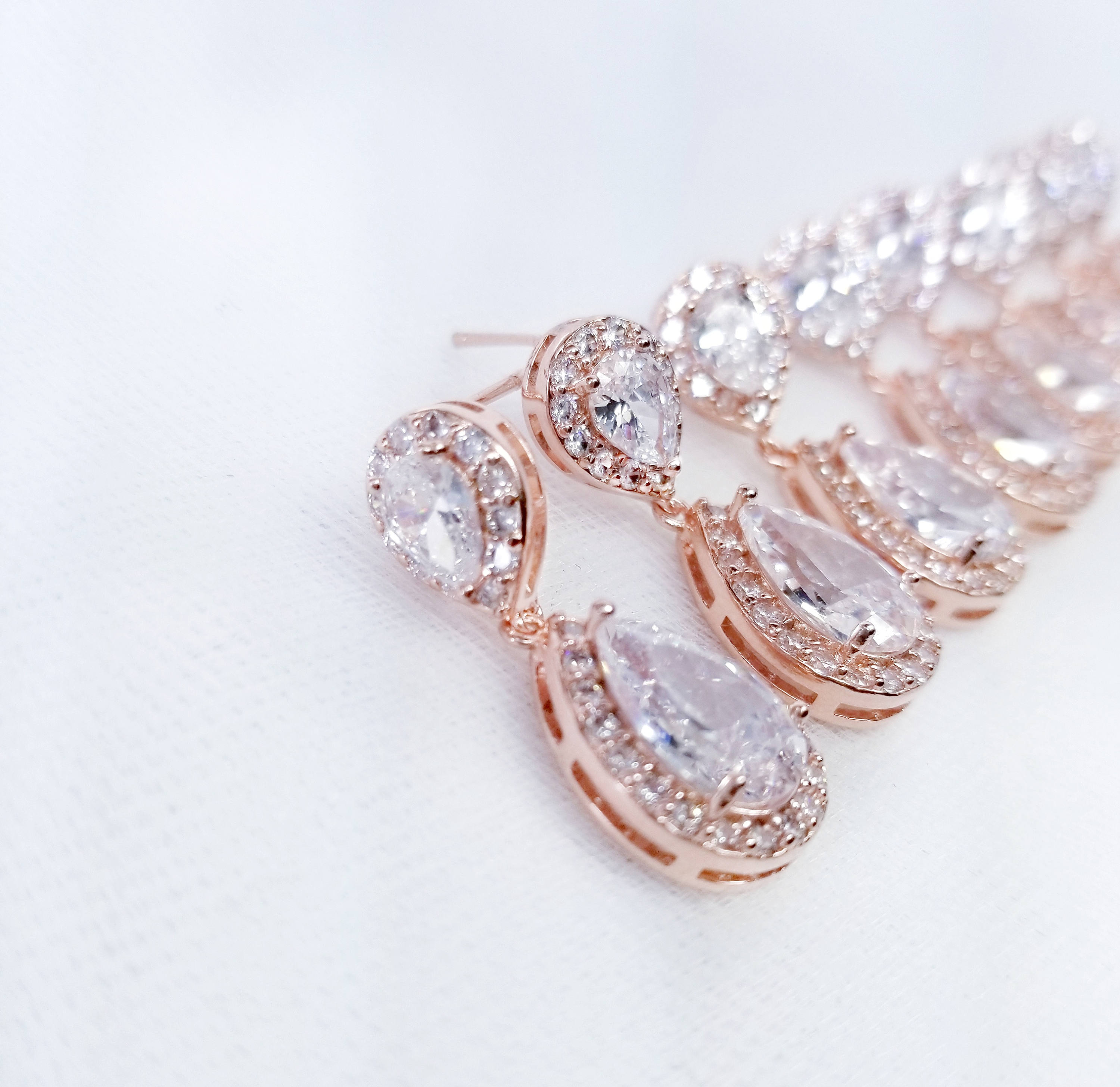 Rose Gold Bridesmaid Earrings 10 Pairs Crystal Earrings Set Etsy