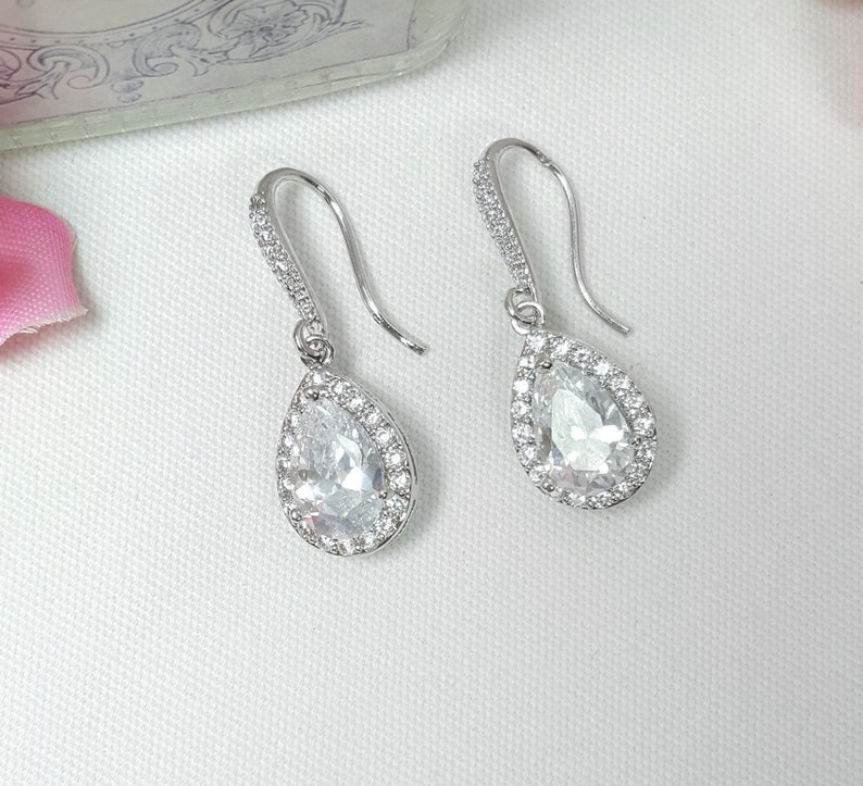 Nickel Free Ear Wires Bridesmaid Gift Earrings Bridesmaid Gift Crystal Teardrop Earrings Crystal Wedding Earrings