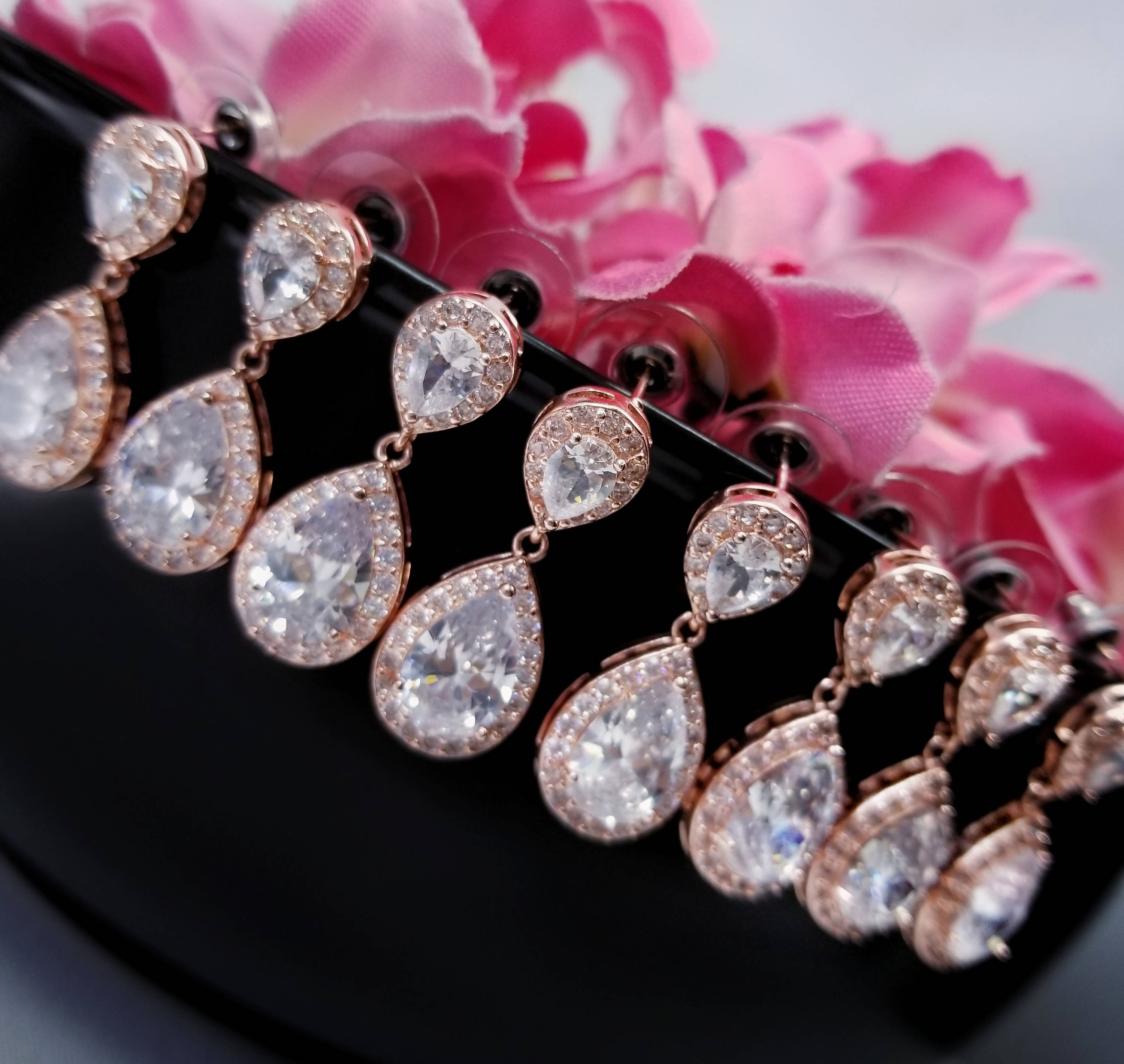 rose gold bridesmaid earrings