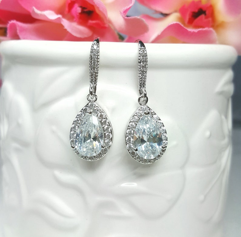 Nickel Free Ear Wires Bridesmaid Gift Earrings Bridesmaid Gift Crystal Teardrop Earrings Crystal Wedding Earrings