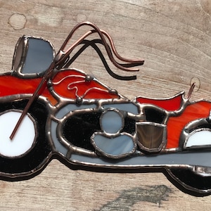 Easy Rider Motorcycle Stained Glass Sun catcher Nostalgic Gifts Under 100 Americana Rockabilly Vintage Boho Bohemian Harley Davidson