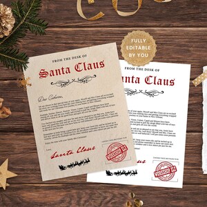 Editable Letter From Santa Template Set, Personalized Santa Letterhead ...