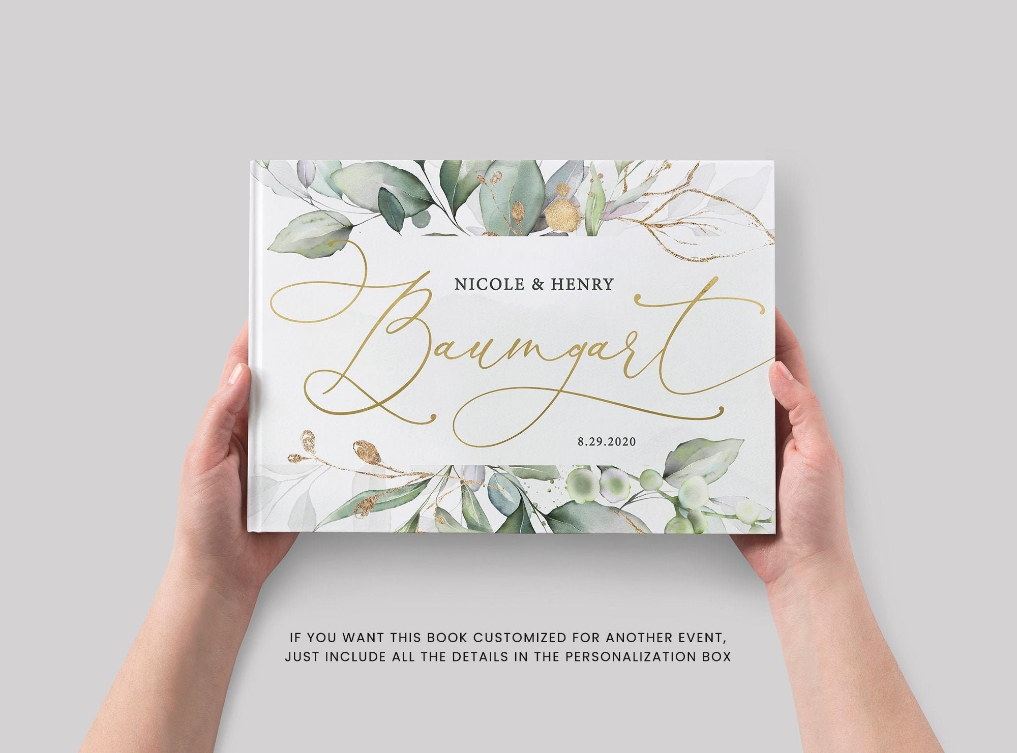 Party Supplies Sage Green Gold Wedding Guest Book Polaroid Instax Photo