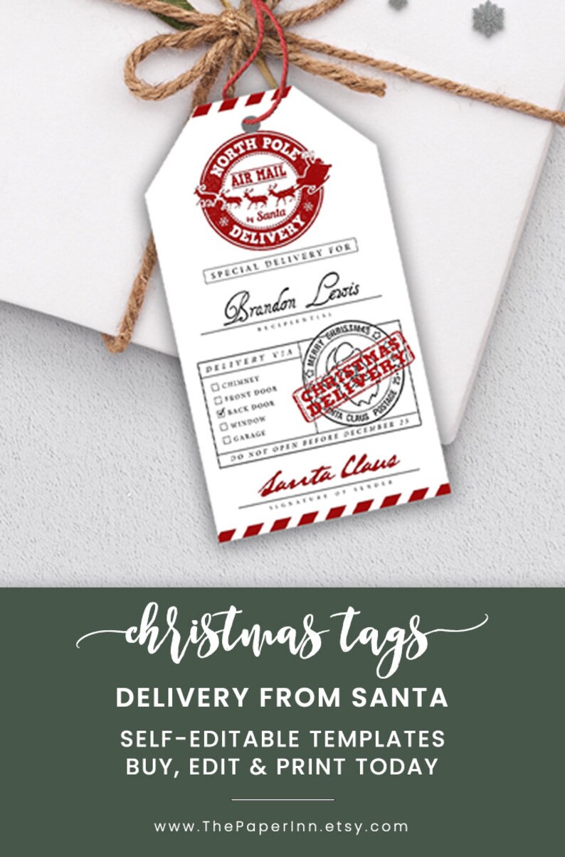 Editable Gift From Santa Gift Tag Printable Christmas Gift - Etsy