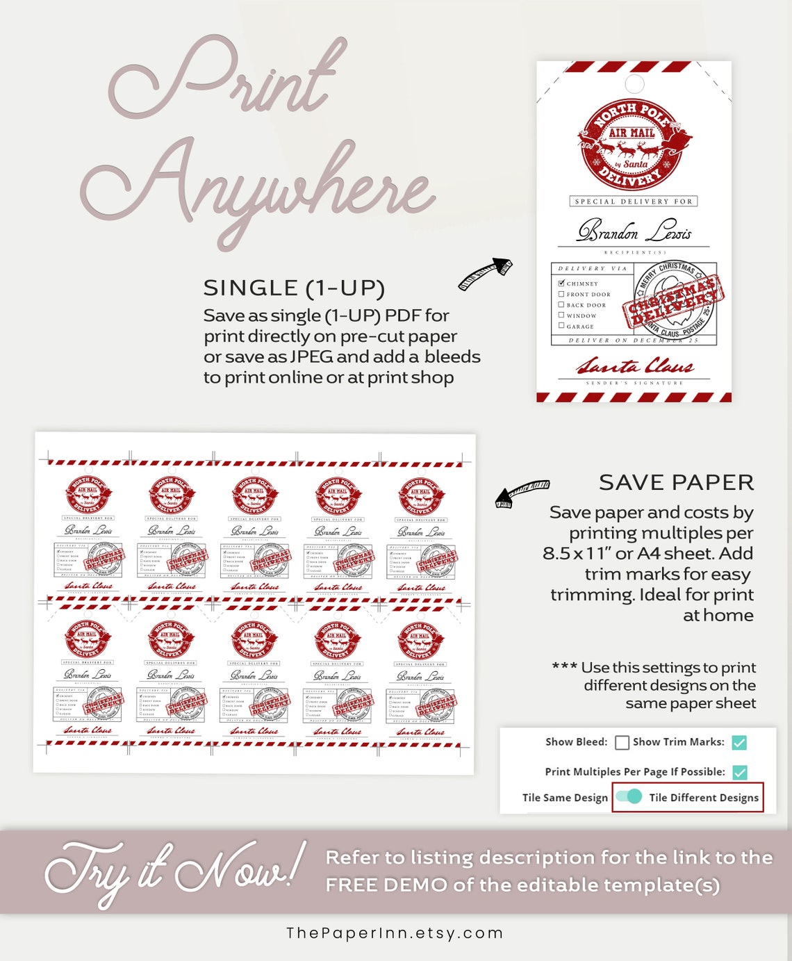 Editable Gift From Santa Gift Tag Printable Christmas Gift - Etsy