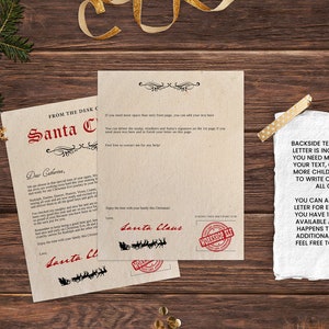 Editable Letter From Santa Template Set, Personalized Santa Letterhead ...