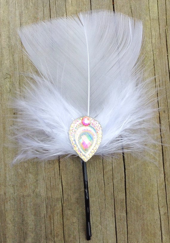 Bridal Feather Hair Pin Feather Hair Pin Wedding Feather Etsy