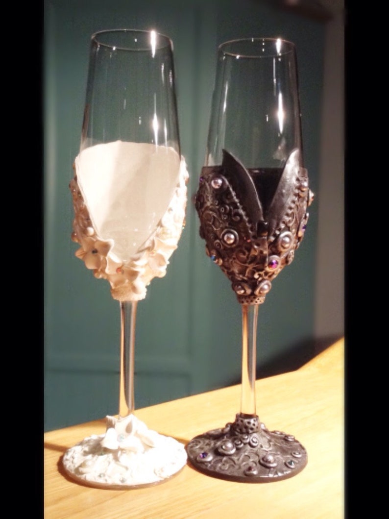 Gothic Toasting Flutes Gothic Wedding Champagne Glasses Gothic Etsy