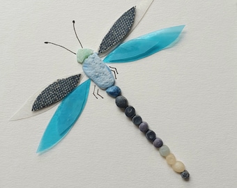 Dragonfly - plastic - beach-clean - recycle - art - gift - Cornwall - butterfly - Insect - bug - original - Cornish beaches  - blue/green