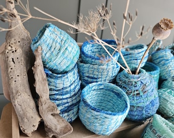 Neptune's Pots, Woven Beach Rope, Plastic Rope, Shells, Beach Weaving, Beach Clean, Ghost Nets, Weave, Sea Rope Pot, Handmade, Lost Rope,
