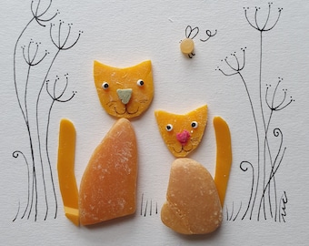 Cute cats made from plastic collected from beautiful Cornish beaches UK. Cornwall. Beach clean. Repurpose. Original. Microplastics.