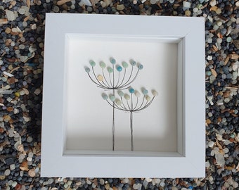 Nurdle seed heads x2. Aqua. Collected from beautiful Cornish beaches. Small. Original art made in Cornwall. nurdle art. Handmade. Beach art.