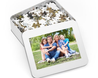 Custom Photo puzzle with personalized tin-1000, 500, or 252 pieces **FREE SHIPPING**