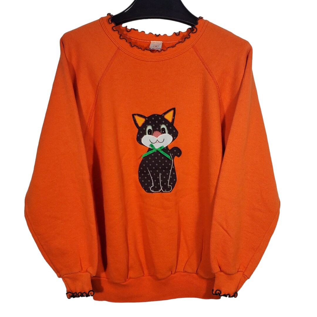 Vintage 1980s/1990s Tultex Black Cat Sweatshirt Womens L Etsy