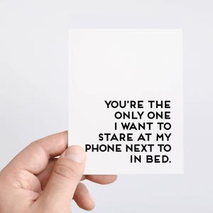 Anniversary Card For Him, Funny Meme Themed Gifts, Phones In Bed, 1st Anniversary Gift For Husband From Wife, Funny Marriage Greeting Cards image 1