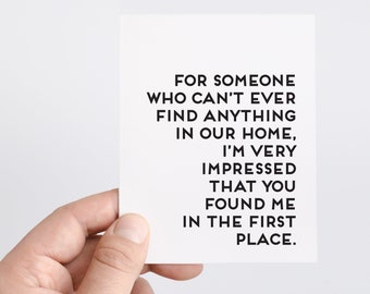 Anniversary Card For Husband, Can't Find Anything, Funny Wedding Card For Him, Snarky Sarcastic Greeting Cards, Hilarious Boyfriend Gifts