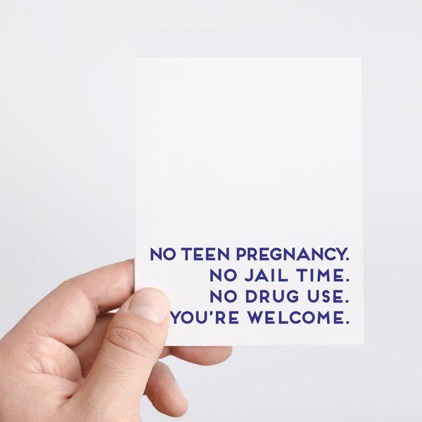 Funny Mothers Day Card From Daughter, No Teen Pregnancy, No Jail Time, No Drug Use, Honest Mother's Day Cards, Unique Gifts For Mom