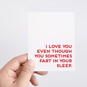 Funny Anniversary Card For Husband, Fart In Sleep In Bed, I Love You Boyfriend or Husband Birthday Card, Hilarious Greeting Cards For Him