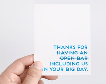 Funny Wedding Card For Friend | Thanks For Having An Open Bar | Congratulations On Your Big Day | Wedding Gift | Inappropriate Wedding Cards
