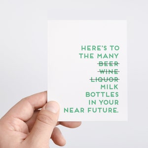 Service de biberon en vente, carte bébé amusante pour les nouveaux parents, cadeau de grossesse pour meilleure amie, cadeau de baby shower, bière, vin, liqueur, bouteilles de lait