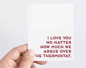 Thermostat Police Funny Anniversary Card For Husband, Snarky Valentine's Day Gift For Him, I Love You Please Turn Up The Heat, Father's Day