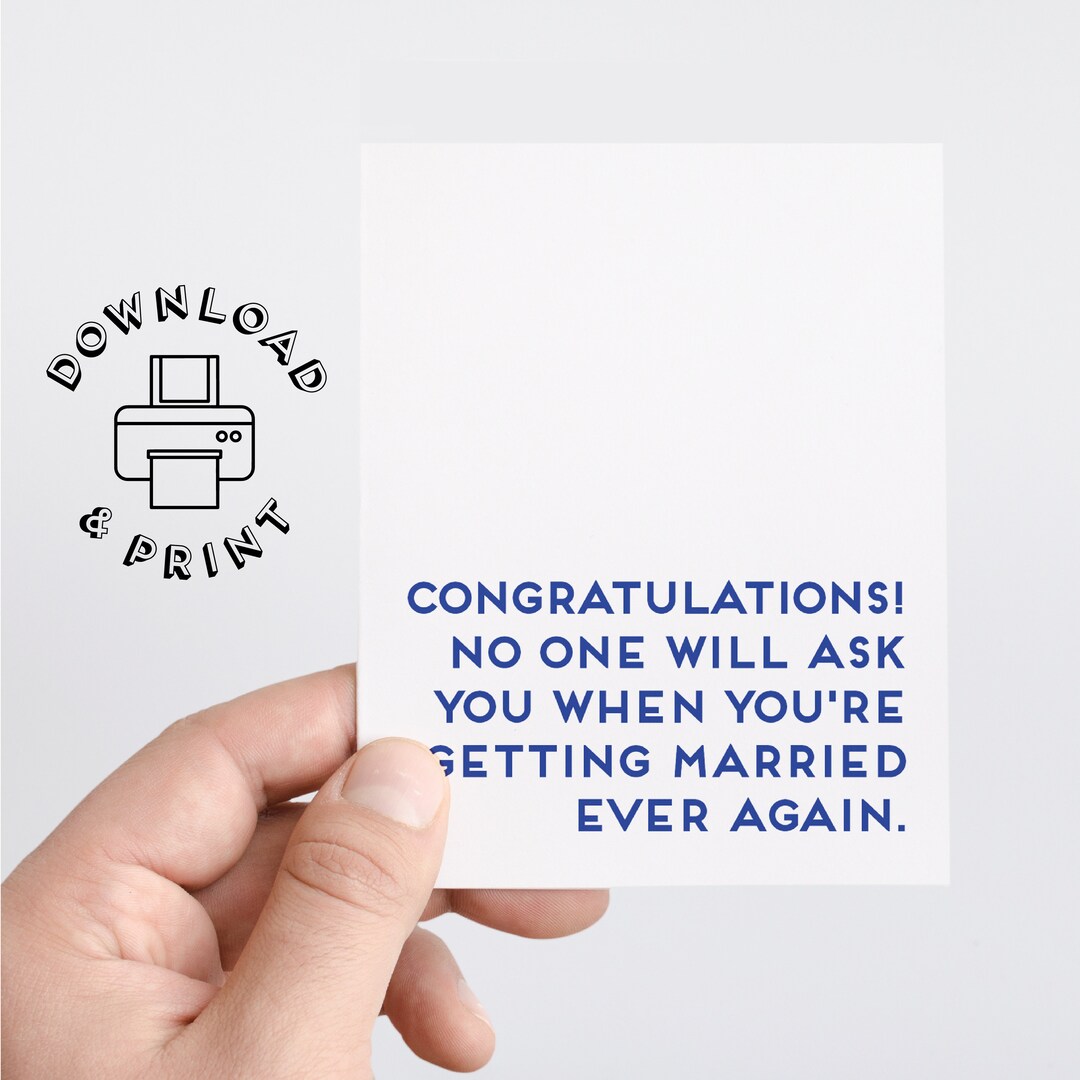 Printable Funny Wedding Card | Wedding Congratulations Digital Download ...