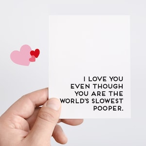 Carte drôle de Saint-Valentin pour mari, carte de caca, je t'aime, idée cadeau pour homme, carte de voeux de pet de caca pour le caca le plus lent du monde