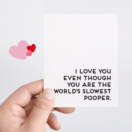 Carte de Saint-Valentin drôle pour mari, carte de voeux le plus lent caca