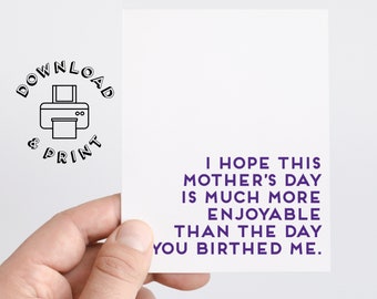 Printable Mothers Day Card | Digital Card For Mothers Day Gift | First Mothers Day Card | Minimalist Greeting Card | Funny Mothers Day Print