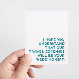 Carte de félicitations de mariage de mariage de destination drôle, cadeaux de mariage pour le couple Unique, carte de fiançailles sarcastique honnête pour un ami