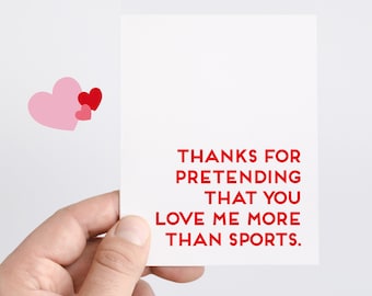 Football Valentines Card For Boyfriend or Husband, Hockey Basketball Baseball Gifts, Cute Funny Valentines Day Card For Sports Lover