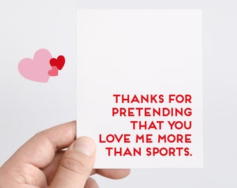 Funny Sports Lover Valentine's Day Card For Boyfriend or Husband