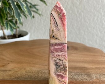 4” A+ Rhodochrosite Tower 96 gr, Natural Untreated Gem Rhodochrosite, Polished Pink Gemstone Rhodocrosite Crystal Obelisk - Argentina