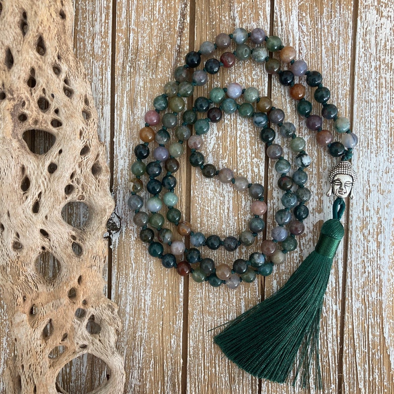 Mala Beads Necklace Protection Indian Agate Beads 6 MM Mala Etsy